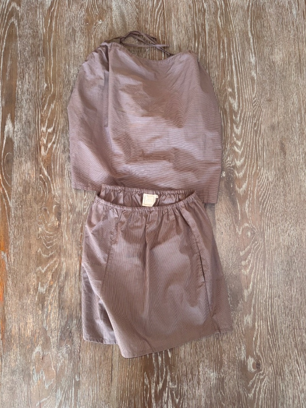 Deiji Studios cotton stripped "pajama" to streetwear halter/short set- size M - Picture 3 of 14